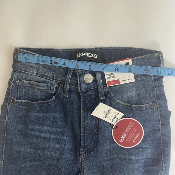 —SOLD—- Express High Rise Denim Jeans Legging Sz 00 long denim perfect - Picture 10 of 10